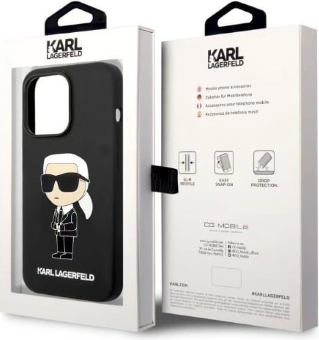 Mbështjellës Karl Lagerfeld KLHMP14XSNIKBCK për iPhone 14 Pro Max 6.7", silikon, MagSafe, zi