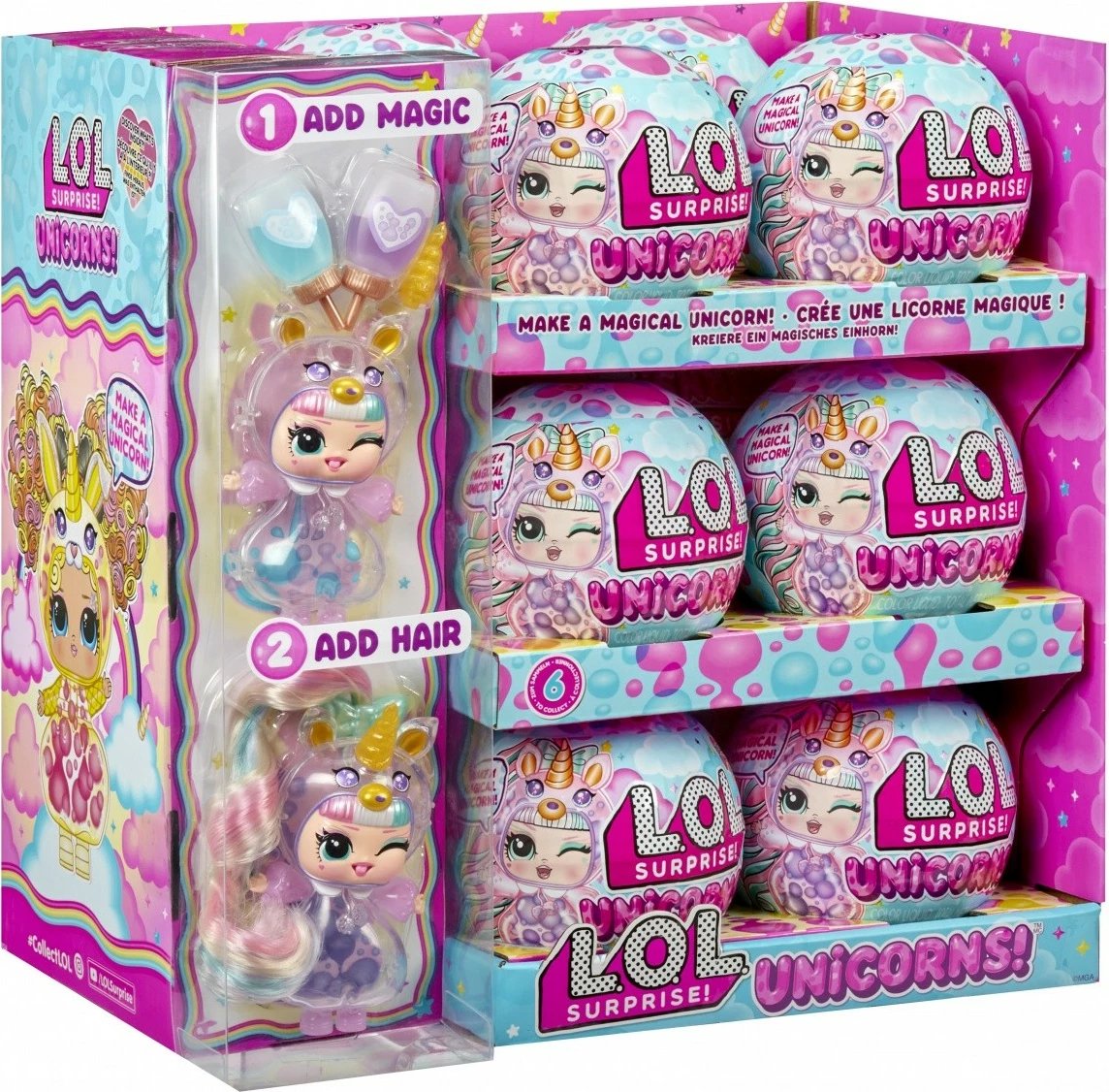 Set lodrash L.O.L. Surprise Unicorn, MGA, 12 copë, plastikë, për vajza, shumëngjyrëshe