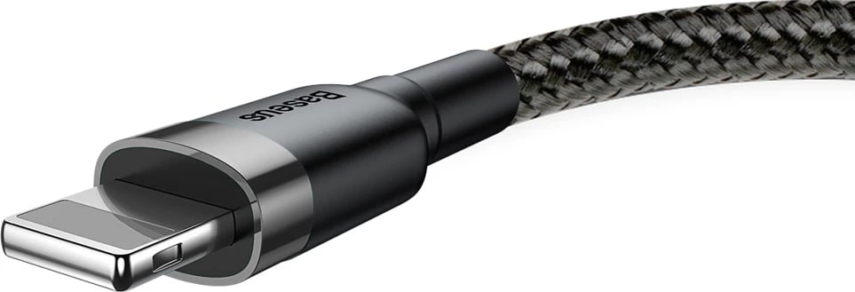 Kabllo Baseus Cafule CALKLF-BG1, USB-A në Lightning, 1m, 2.4A, QC 3.0, e zezë-gri