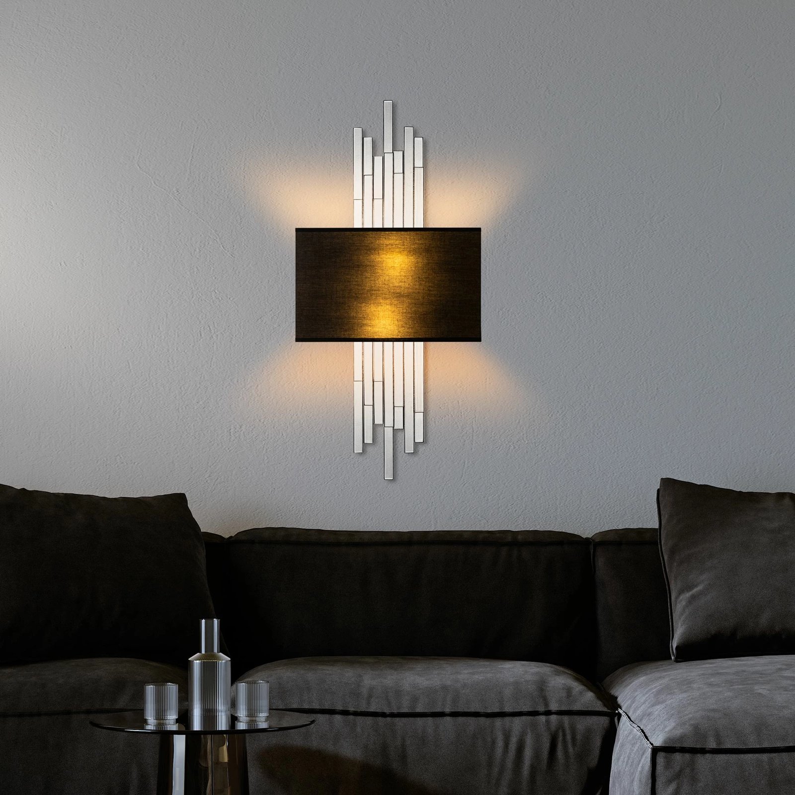 Llambë muri Opviq, Axıs - 15124, trup metalik, kapak prej tekstili, e bardhë dhe e zezë Llambë muri Opviq, Axıs - 15124, trup metalik, kapak prej tekstili, e bardhë dhe e zezë