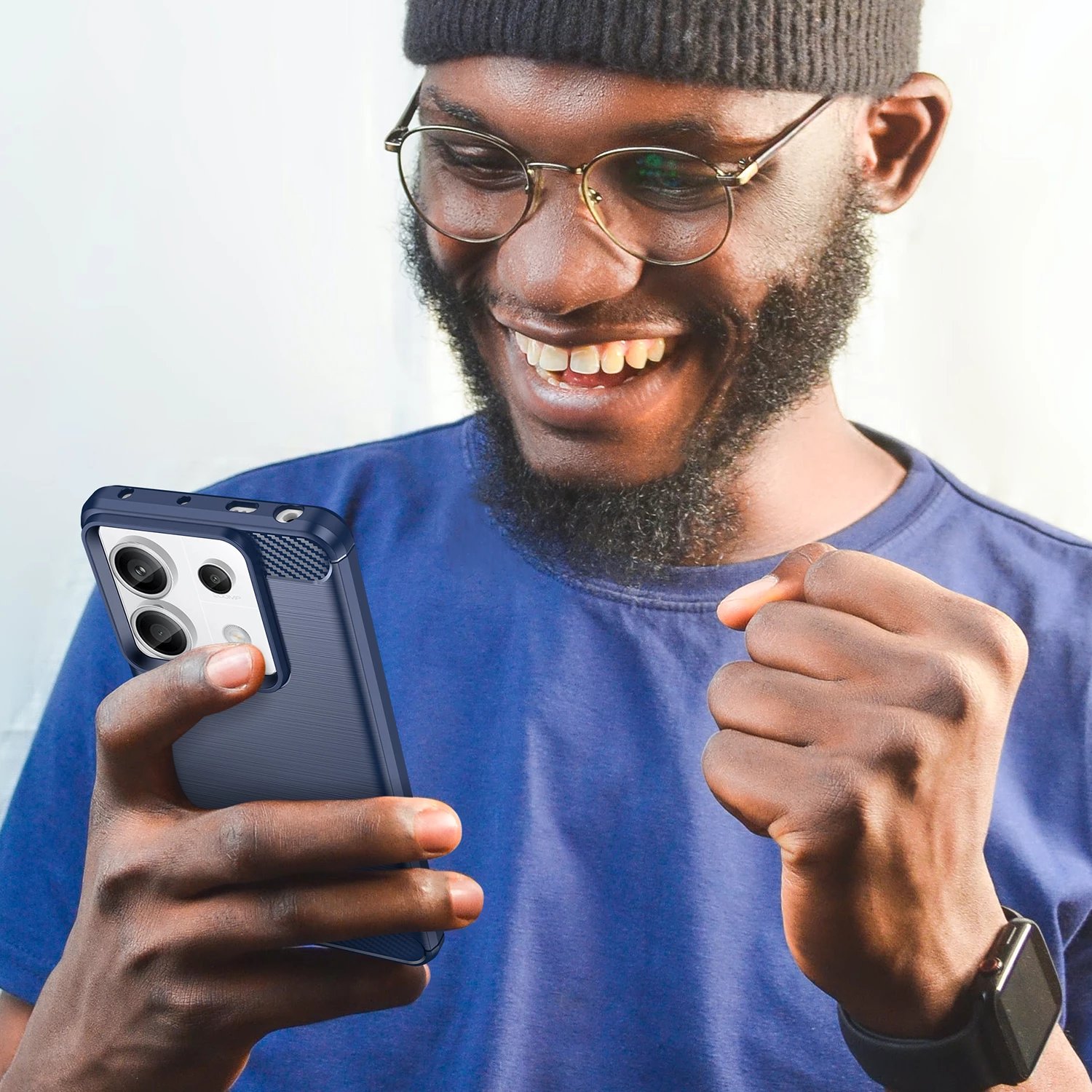 Mbështjellës Hurtel Carbon Case për Xiaomi Redmi Note 13 Pro+, Blu