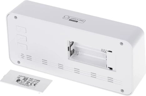 Orë alarmi, Adler, AD 1195, ekran me ndriçim, 3 alarme, shfaq kohë/datë/temperaturë/lagështi, me bateri 2xAA, bardhë