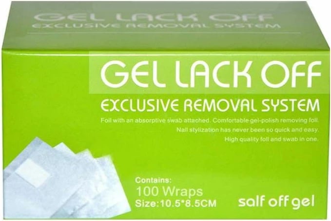 Fletë alumini për heqje të llakut xhel Sunone Gel Lack Off Removal Foil për femra, 100 copë