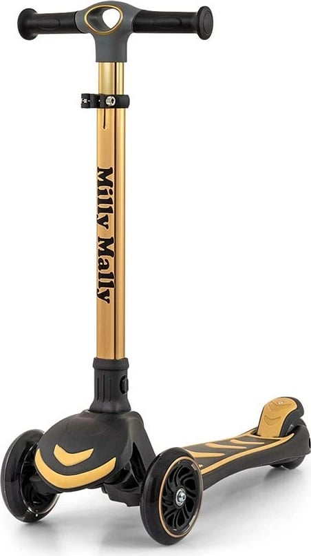 Trotinetë, Milly Mally, Boogie, 3 rrota, lartësi e rregullueshme, rrota me drita LED, deri 50 kg, e artë