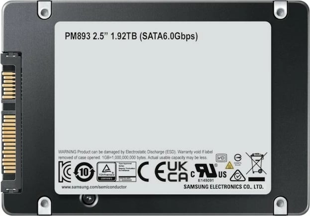 SSD Samsung PM893, 480 GB, 2.5", 550 MB/s, 6 Gbit/s