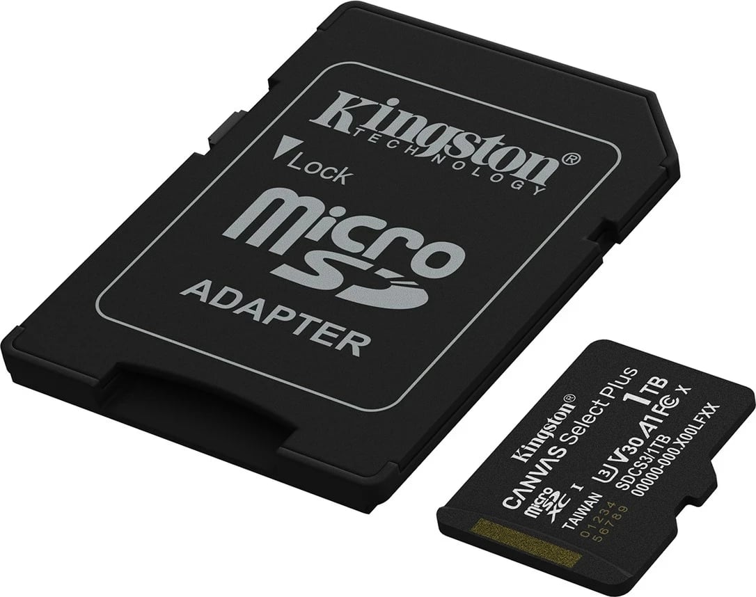 Kartelë memorie microSDXC Kingston Canvas Select Plus Gen3 1TB me adapter, e zezë