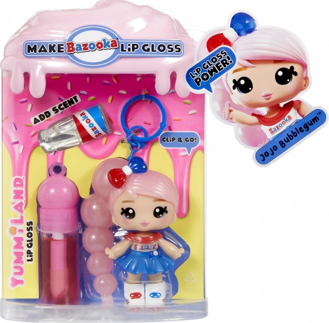 Kukull Yummiland Jojo Bubblegum me lip gloss dhe breloc, për vajza