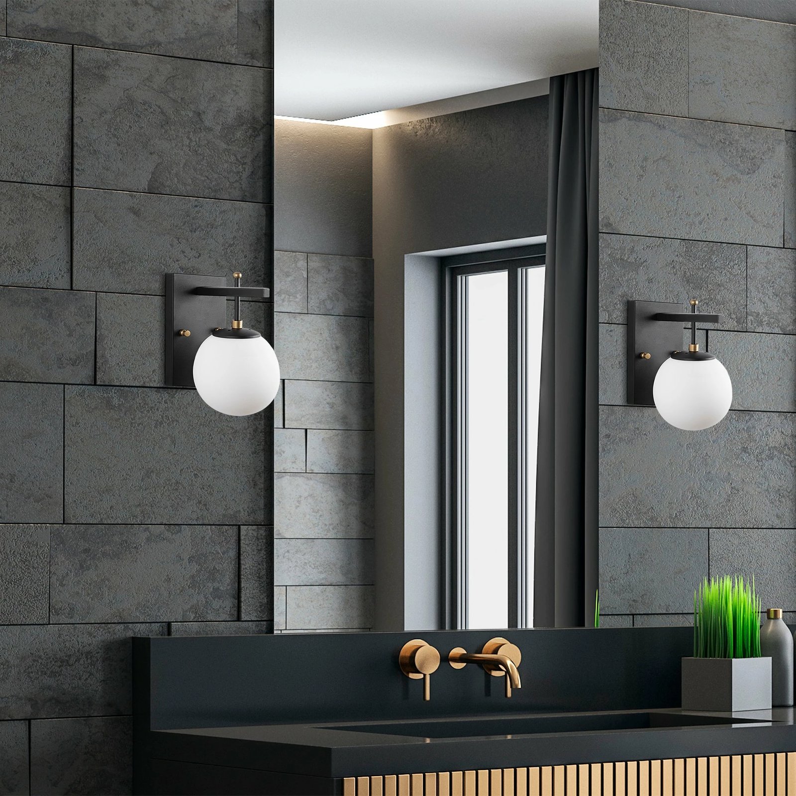 Llambë muri Opviq, Zahar - 13113, ngjyrë e zezë, antike, e bardhë