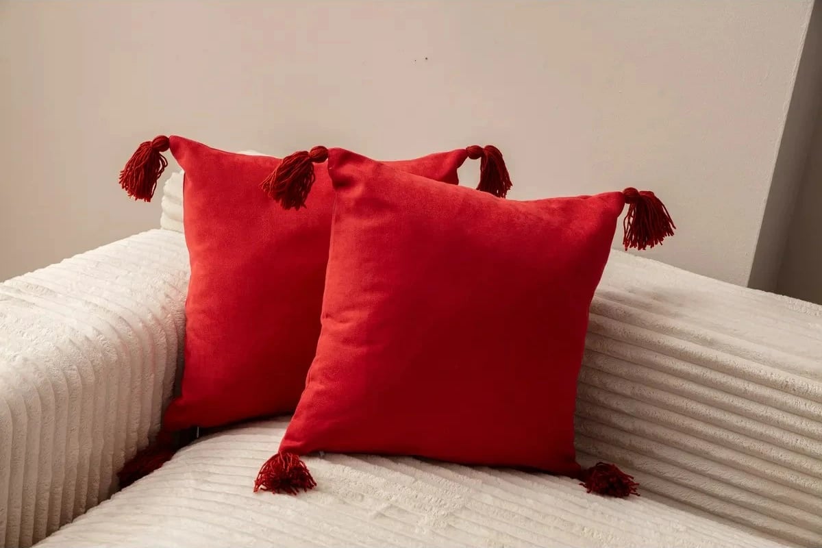 Set mbulesash për jastëkë (2 copë), Evila Originals, me puskul, e kuqe