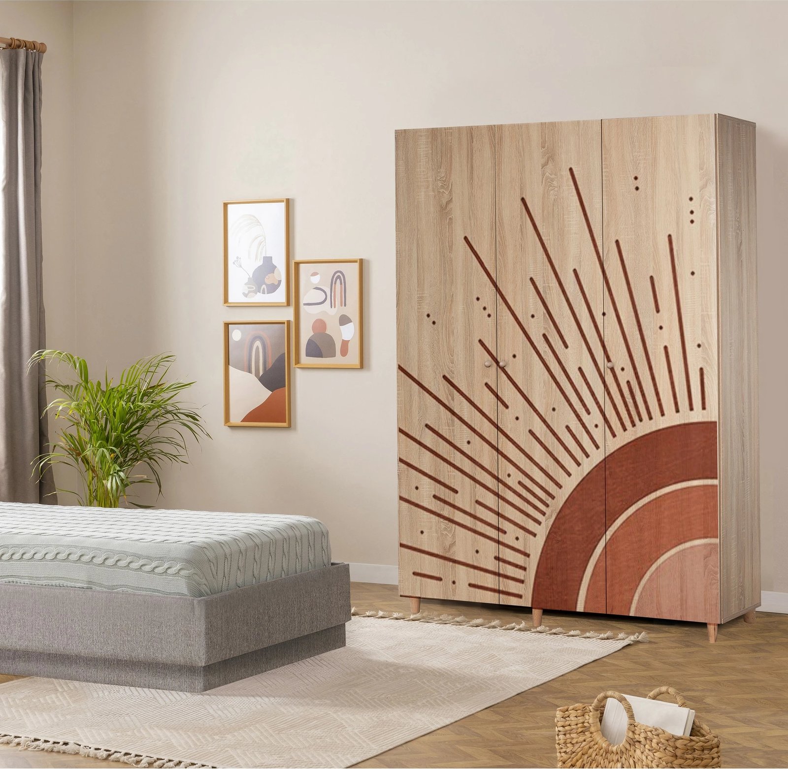 Dollap Lena 3, ngjyrë sonomo, Skye Decor, 135x192x52cm