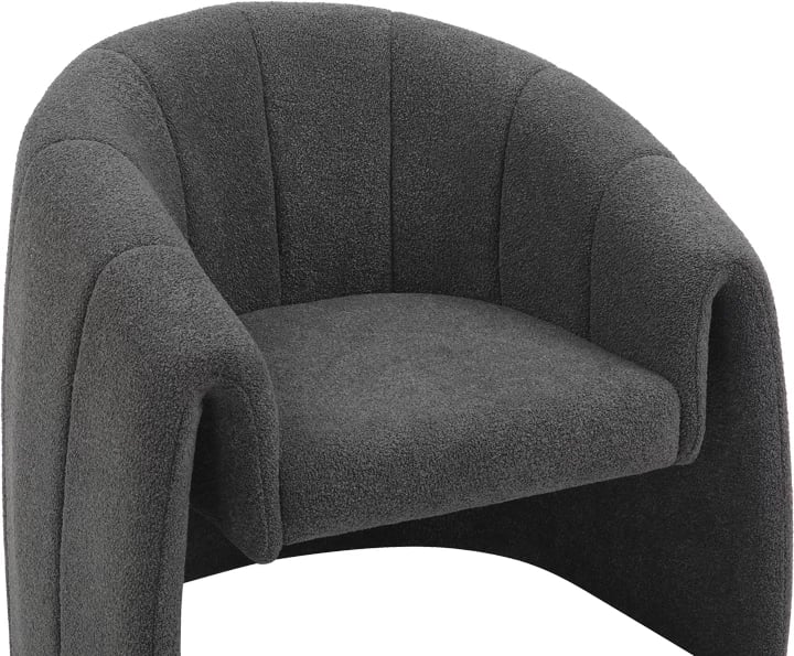 Fotel Fassy, pëlhurë bouclé, ngjyrë qymyr, 80x66x80cm