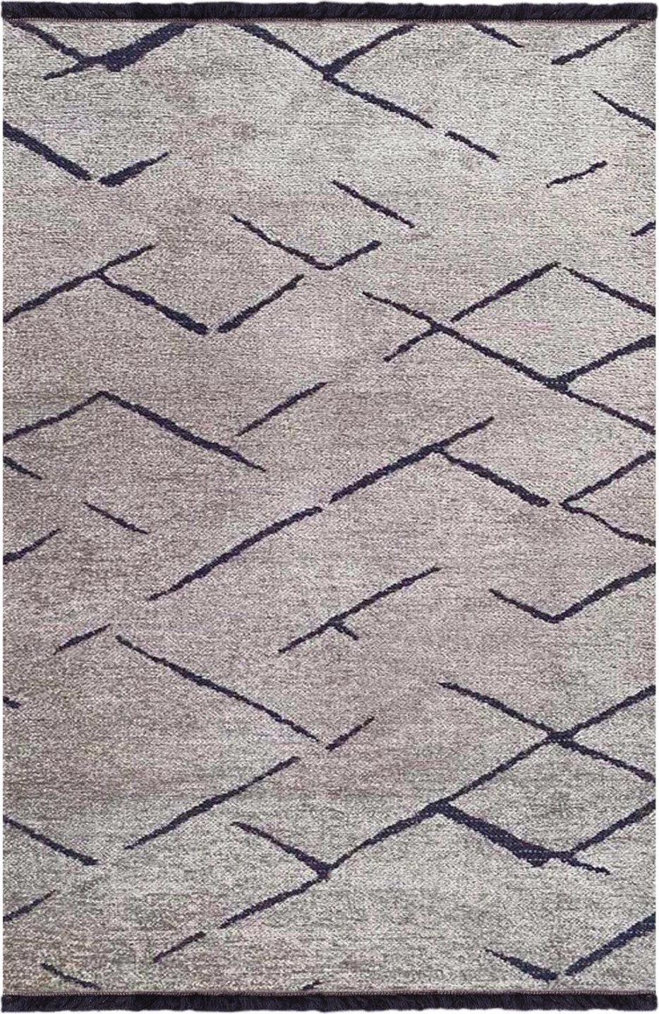 Tepih modern, ngjyrë gri e çelët, me vetë-franxha, FH7674.02, 160x230 cm