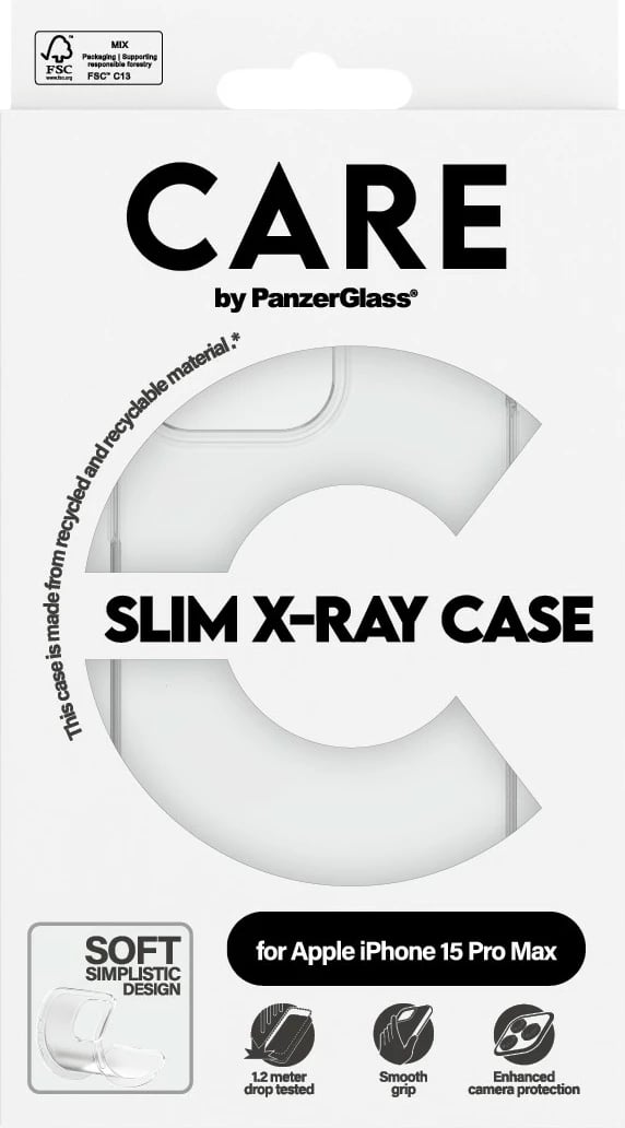 Mbështjellës PanzerGlass CARE Case Fashion X-Ray për iPhone 15 Pro Max, transparent