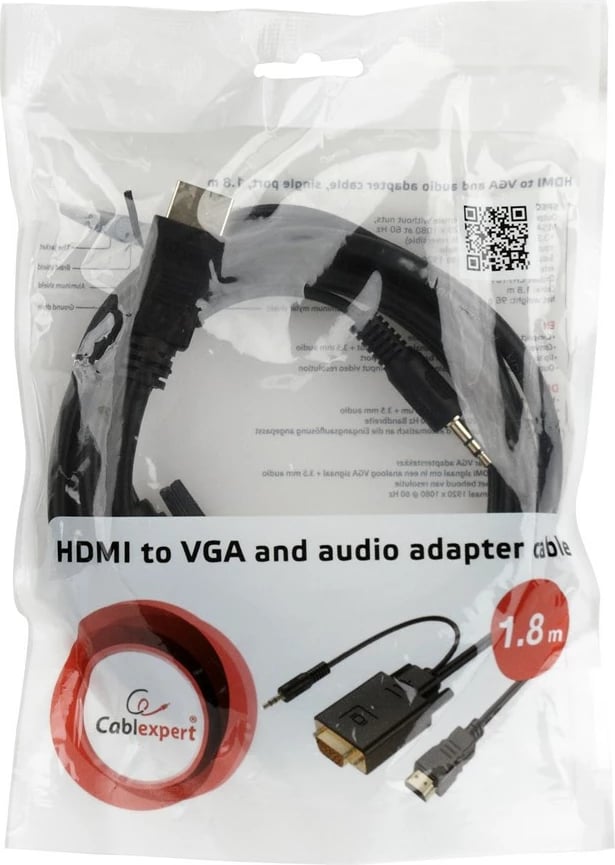 Kabllo Gembird, HDMI-VGA, 3.5mm, e zezë 