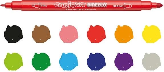 Markerë Carioca Birello me dy maje, 12 Ngjyra