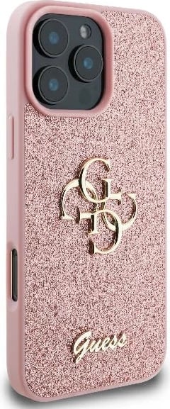 Mbështjellës Guess Fixed Glitter Big 4G për iPhone 16 Pro, Rozë Mbështjellës Guess Fixed Glitter Big 4G për iPhone 16 Pro, Rozë