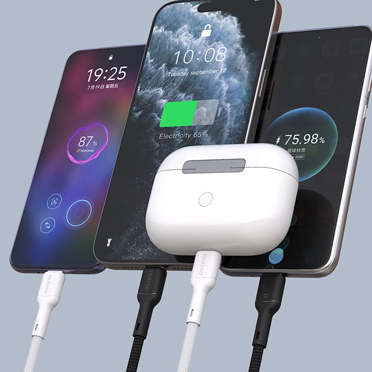 Kabllo USB-C në USB-C Dudao L9C, 1m, 65W, Bardhë