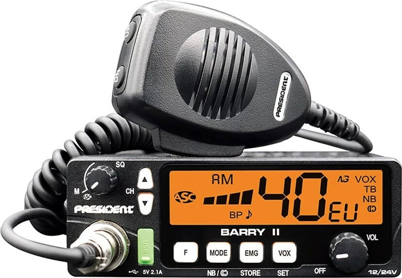 Radio CB PRESIDENT Barry II, 4W, 12/24V, CBP TXPR122, e zezë