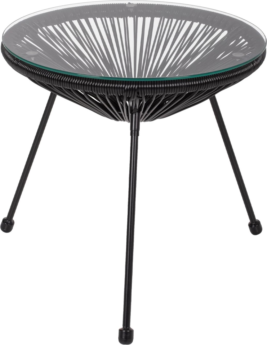 Tavolinë anësore profesionale Allegra, metal i zi dhe ratan i zi, FH5874.01, D47x45Hcm