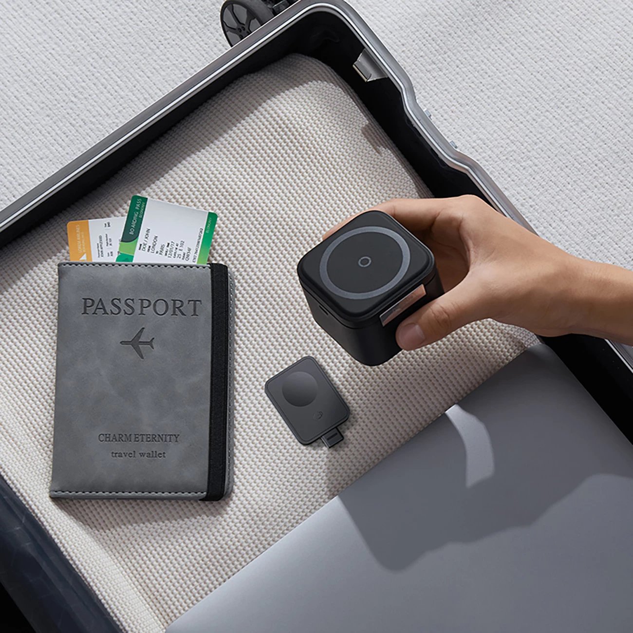 Karikues wireless 3-në-1 Baseus MagPro, 25W, MagSafe, për telefon, kufje e smartwatch, i zi