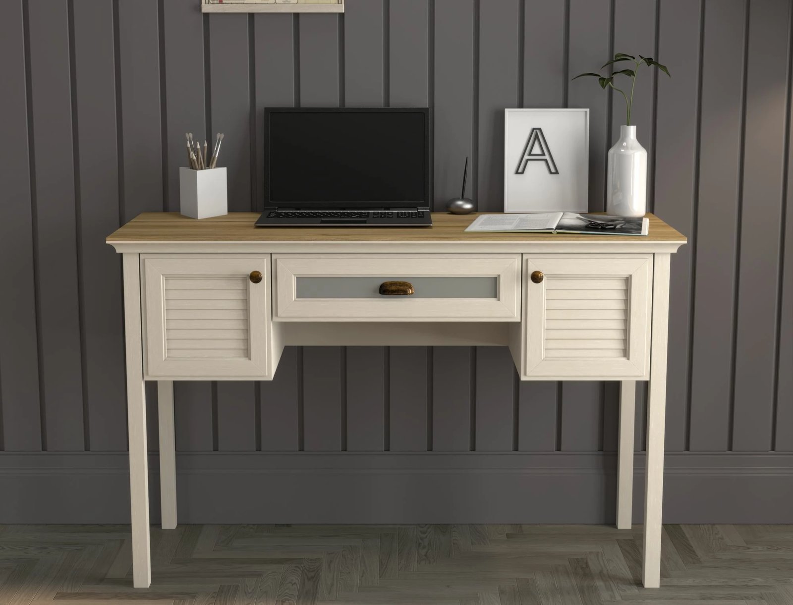 Tavolinë pune Skye Decor, FRN-21033, krem, lis, gri