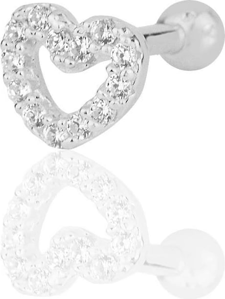 Piercing argjendi në formë zemre, Jumeon, SGTL12206, ngjyrë argjendi