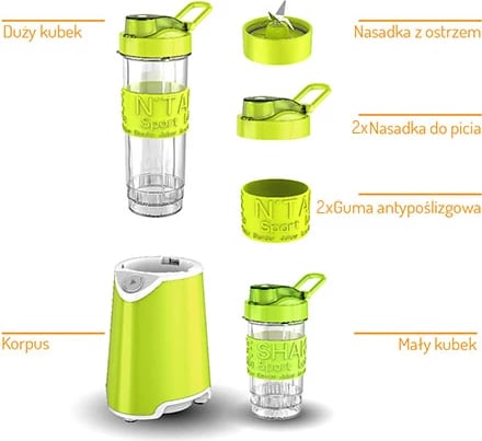 Blender personal, Adler CR 4069, 500W 20000rpm, 2 shishe 570ml/400ml Tritan BPA-free, thika inoksi, jeshile, set me 2 shishe Blender personal, Adler CR 4069, 500W 20000rpm, 2 shishe 570ml/400ml Tritan BPA-free, thika inoksi, jeshile, set me 2 shishe