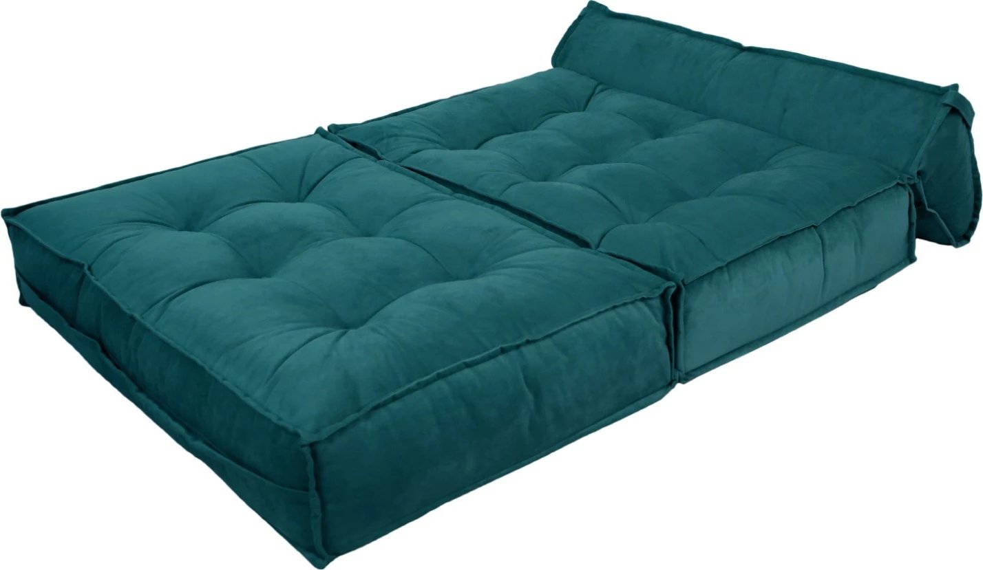 Divan-krevat 2 vende, Atelier del Sofa, kadife, ngjyrë jeshile petrol