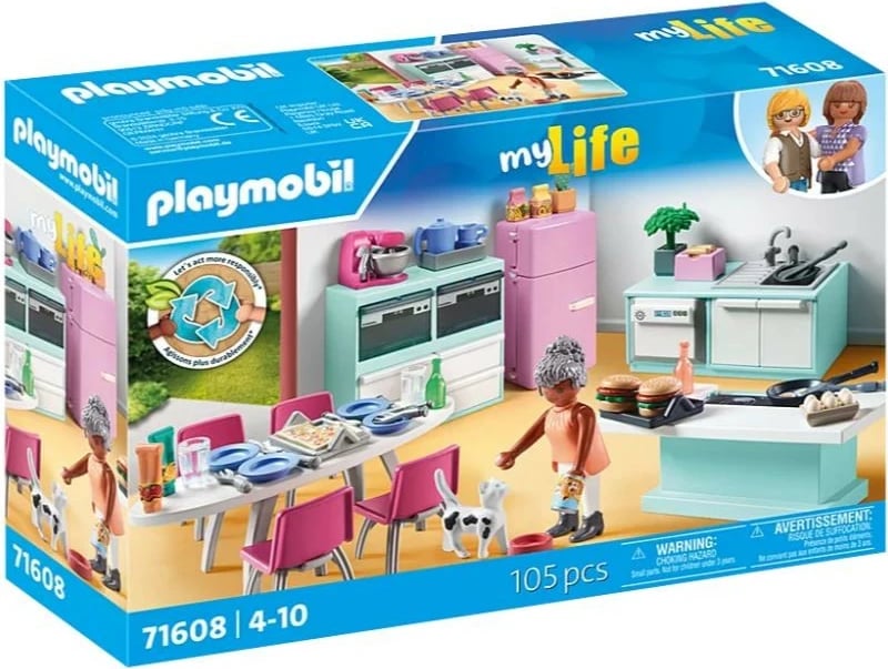 Set lodrash Playmobil My Life 71608, Kuzhinë me zonë ngrënieje, 105 pjesë