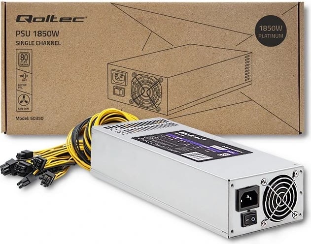 Furnizues i Energjisë Qoltec 50350, 1850W PCI-E, 80 Plus Platinum për Gaming Miner, Gri Furnizues i Energjisë Qoltec 50350, 1850W PCI-E, 80 Plus Platinum për Gaming Miner, Gri