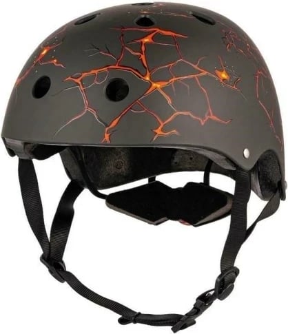 Helmetë për fëmijë HORNIT Lava S, 48-53cm, e zezë me dizajn lavë