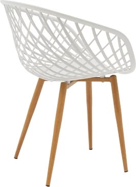 Karrige Ezra e bardhë pp-këmbë metali natyrale 62x42x82cm