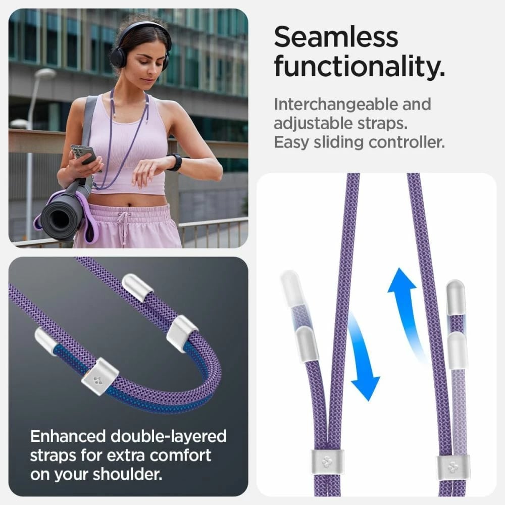 Set litarësh universal Spigen me rrip për trup dhe dorë, vjollcë