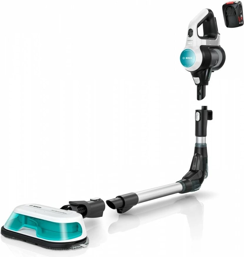 Fshesë me korrent vertikale Bosch Unlimited 7 ProHygienic Aqua BCS71HYG1, pa kabllo, 0.3L, e bardhë, me aksesorë