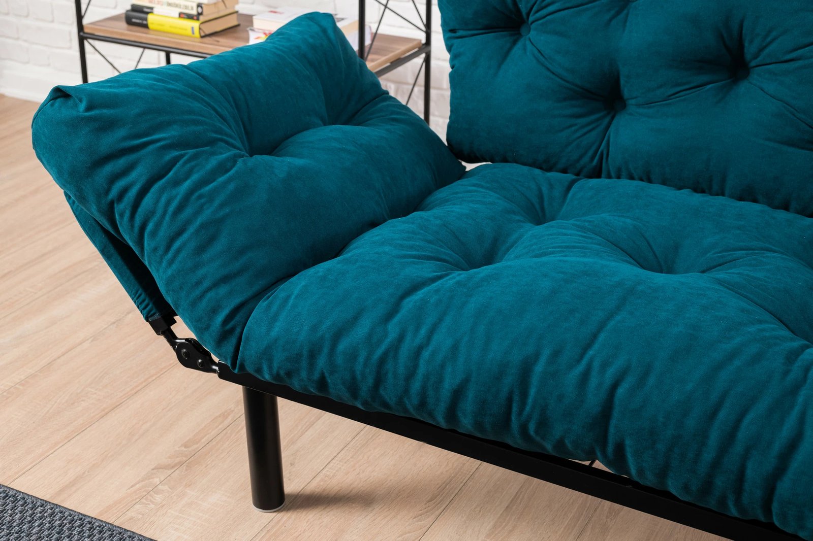 Divan-krevat dy ulëshe, ngjyrë petrol blue, Atelier del Sofa, Nitta