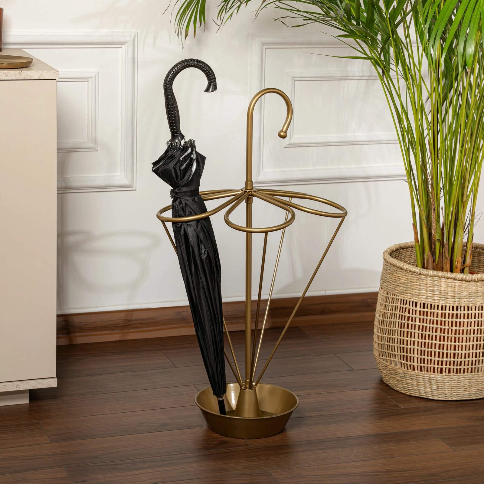 Stendë për ombrella, metalike, ngjyrë ari, Evila Originals, 40x40x76cm