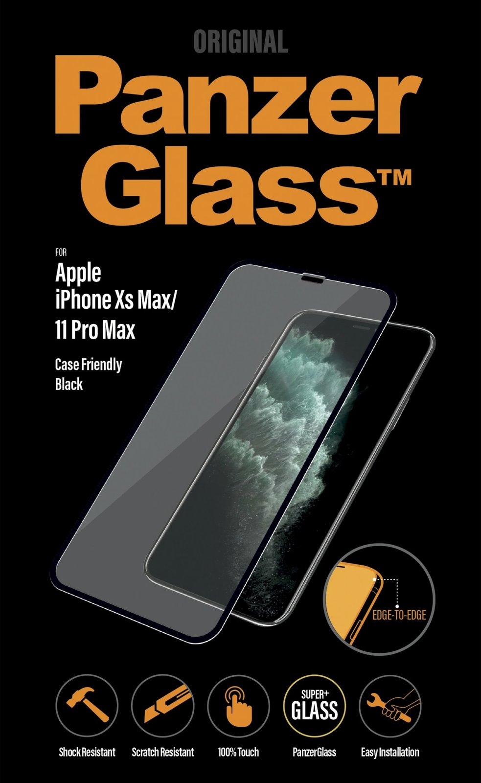 Mbrojtës ekrani PanzerGlass për iPhone 11 Pro Max, E2E, CF, i zi