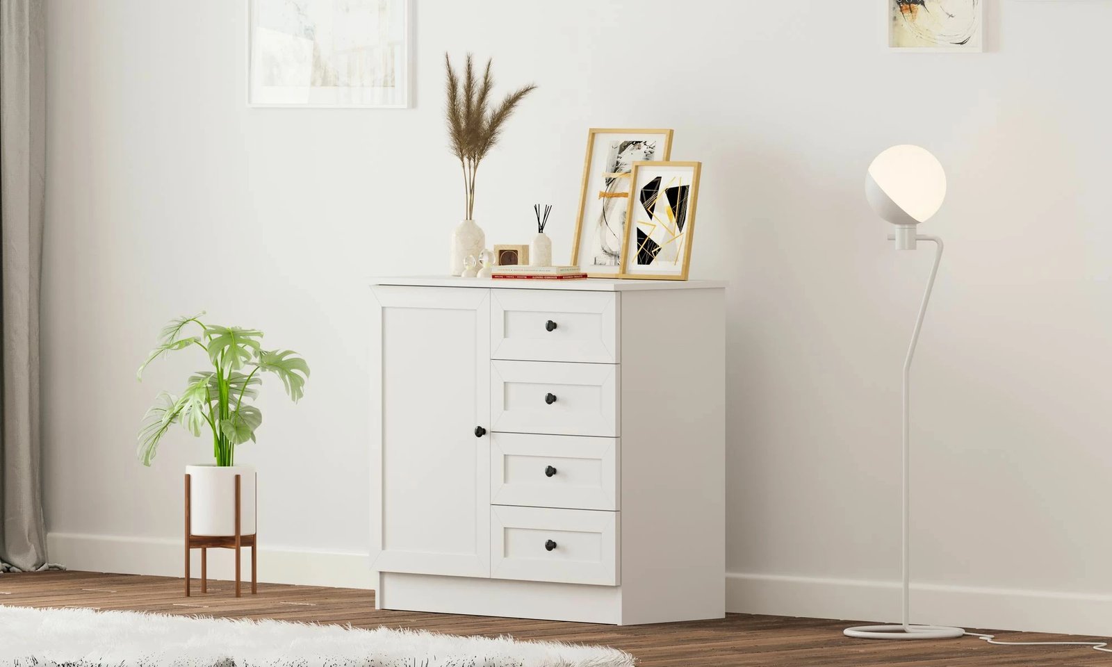 Komodë Skye Decor, ngjyrë e bardhë mat, Rb-168-04-002