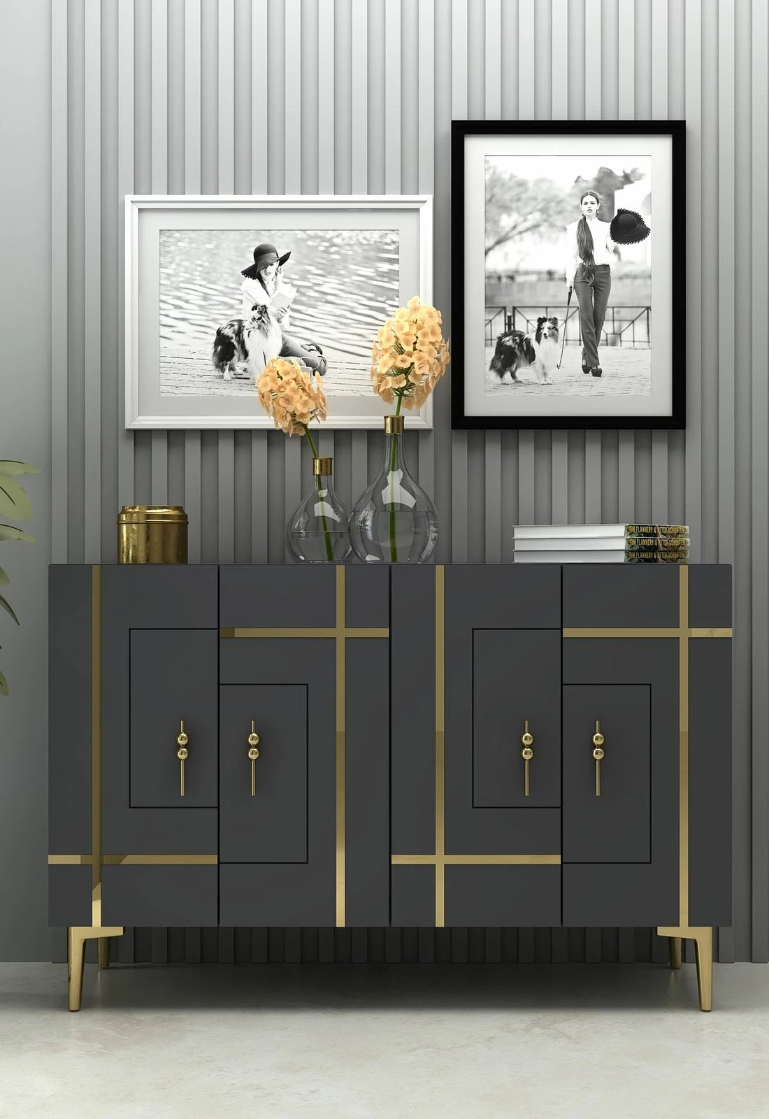 Konsol Skye Decor, ngjyrë antracit dhe ari Konsol Skye Decor, ngjyrë antracit dhe ari