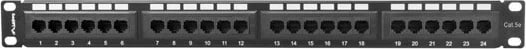 Patch panel Lanberg PPU5-1024-B, 24 porta, 1U, CAT 5e, e zezë