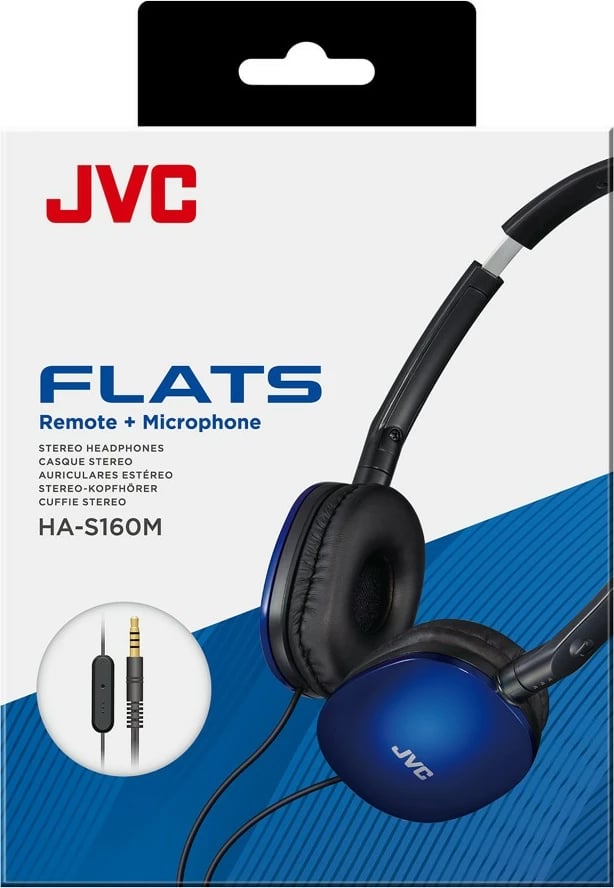 Kufje JVC HA-S160M-AU, me mikrofon, 1.2m kabllo, kaltër Kufje JVC HA-S160M-AU, me mikrofon, 1.2m kabllo, kaltër