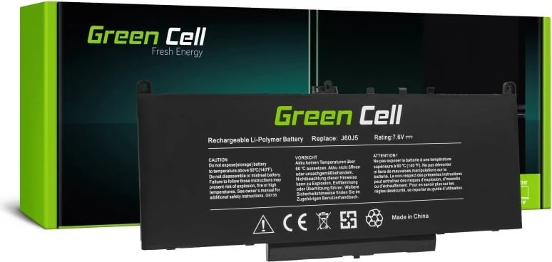 Bateri laptopi Green Cell DE135 për Dell Latitude E7270/E7470, 5800mAh, 7.6V, e zezë