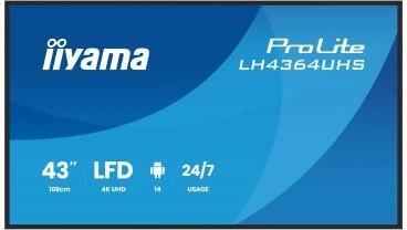 Ekran digital signage, iiyama ProLite LH4364UHS-B1AG, 43" 4K UHD Android 14 WLAN, zi
