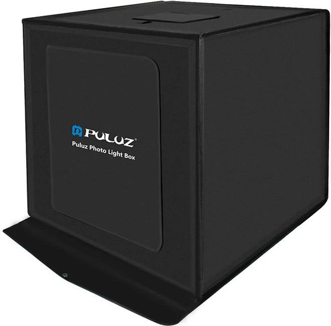 Tendë fotografike Puluz PU5040EU, 40x40x40cm, 60W, 80 LED, 2400 lumens, me 6 sfonda, e zezë