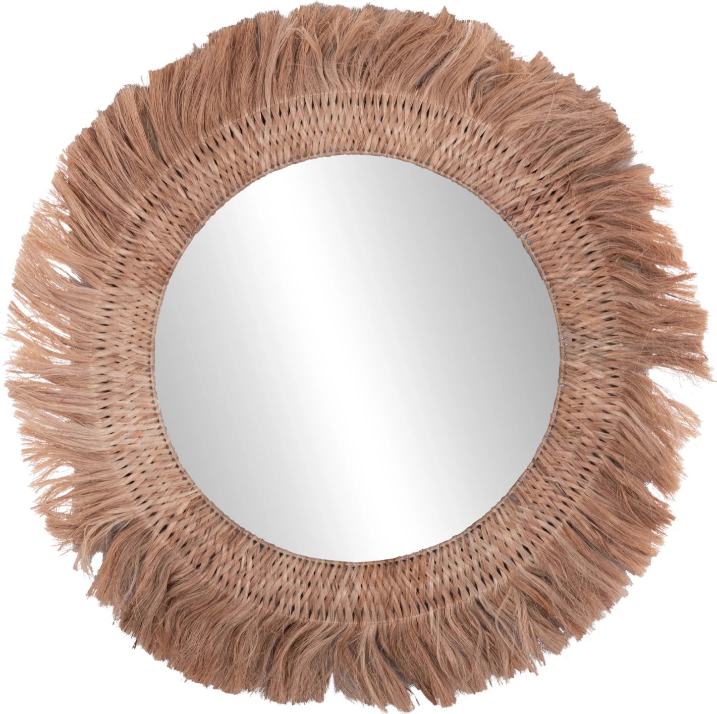 Pasqyrë muri rrethore me fibra abaka, ngjyrë natyrale, 120x4x120cm, FH7747