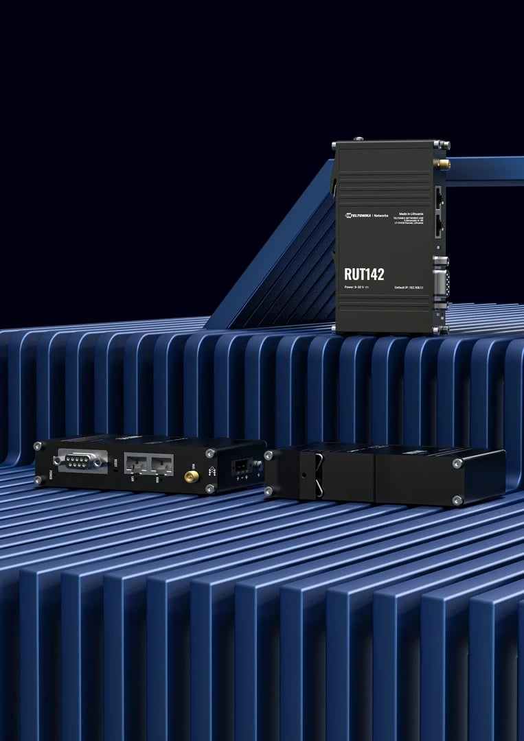 Ruter industrial Teltonika RUT142, WiFi 4, RS232, 2x RJ45 100Mb/s, IP30, Alumini