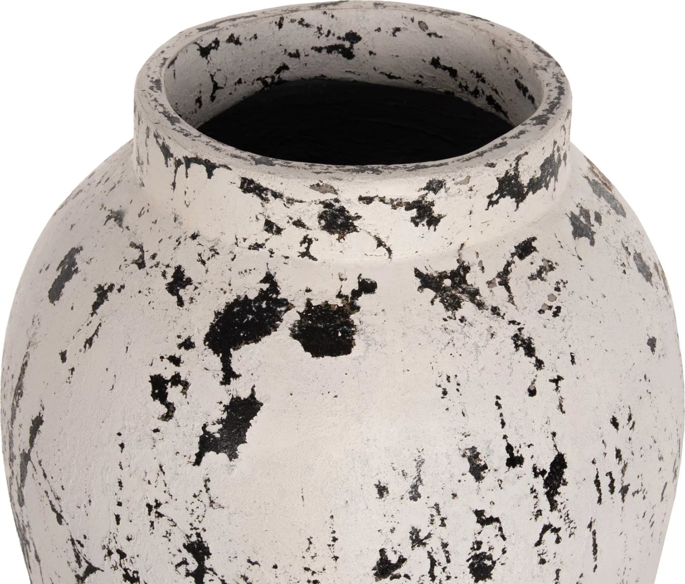 Vazo dekorative për dysheme me bazë pjate LAUREL FH7937 terrakota në patinë të bardhë Φ45x100Hcm