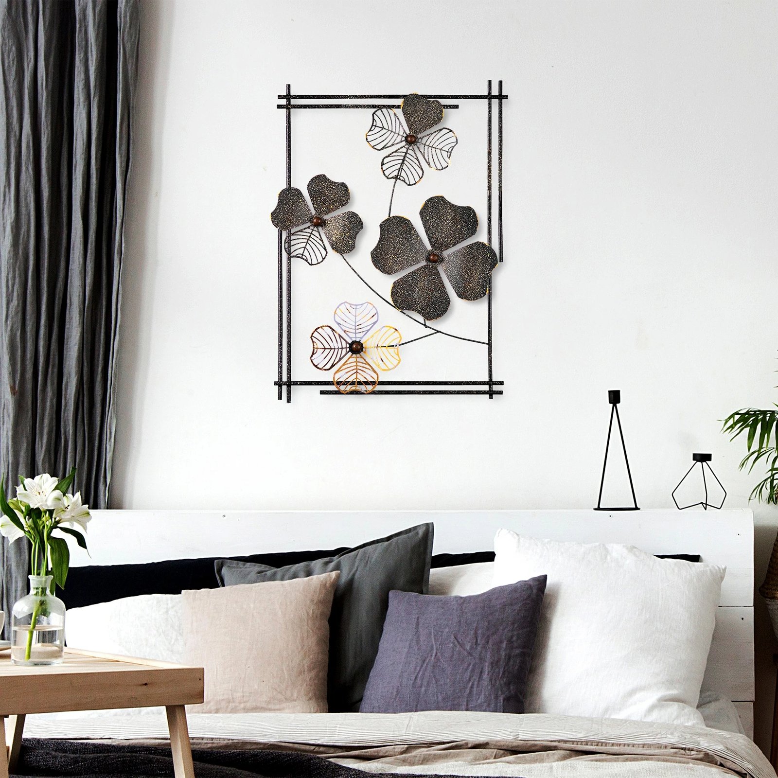 Aksesor dekorativ metalik për mur, Wallity, Weinan 2, shumëngjyrësh, 50x70x4cm