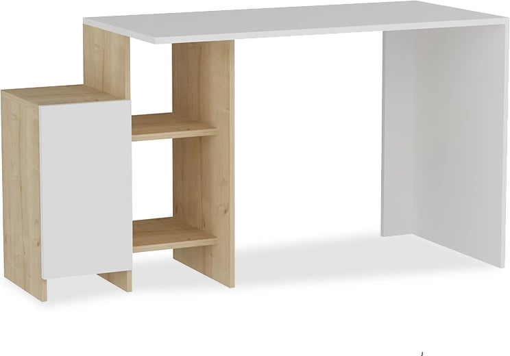 Tavolinë zyre Kely, ngjyrë bardhë-dru, 113x55x74cm