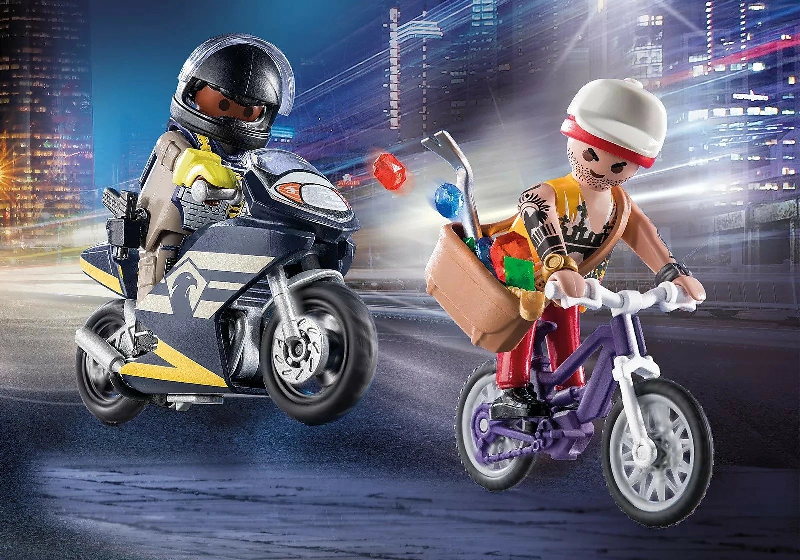 Set lodrash Playmobil City Action 71255, figurina polic dhe hajdut, 27 pjesë